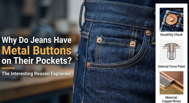 Why do jeans have metal buttons on their pockets